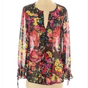 Nordstrom Bellatrix Cottagecore Bold Colorful Floral Blouse Size XS Spring
